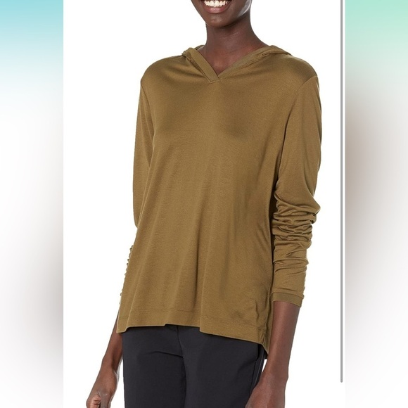 Theory | Easy Rib Hoodie | Olive Green | Size Small - Picture 1 of 8